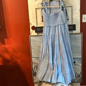 Shoulder tie midi sun dress new never worn medium lined fun and loose